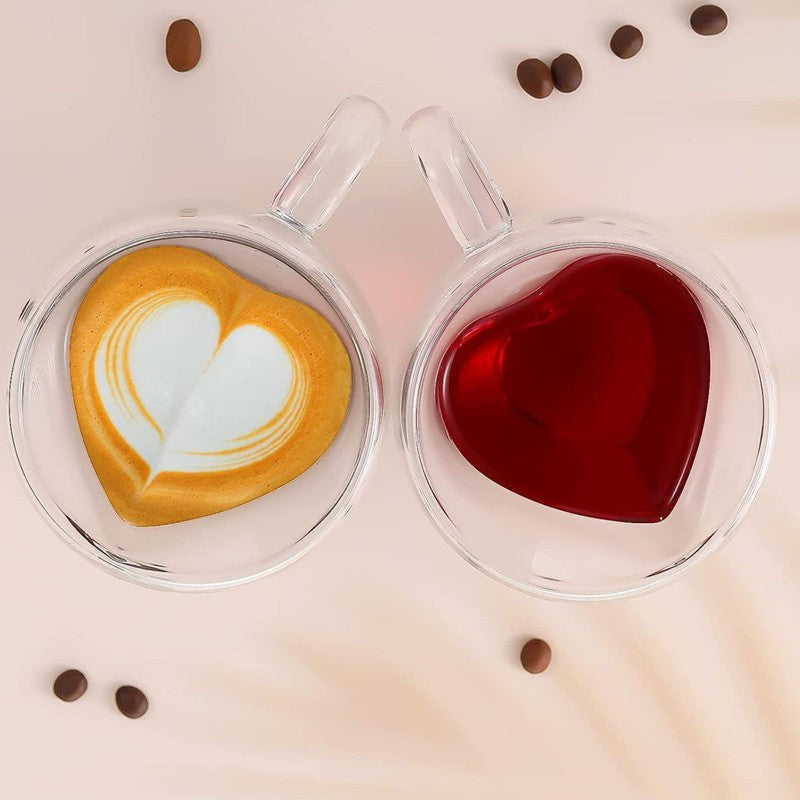Heart Glass Coffee Mug (80 mL Each) - Set Of Two media 3
