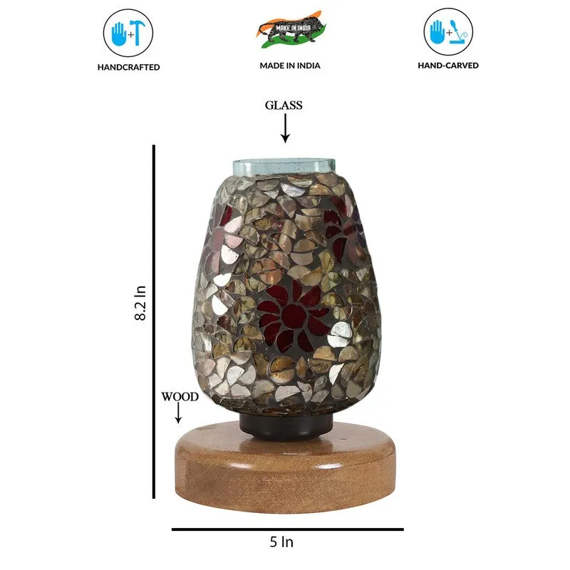 Vividlume Mosaic Glass Table Lamp With Wooden Base - Multicolor media 8