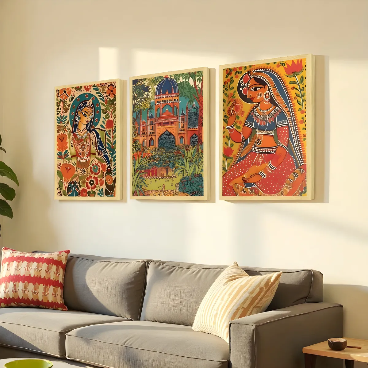 Coral Creek Cotton Canvas Wall Painting - Set Of Three media 6