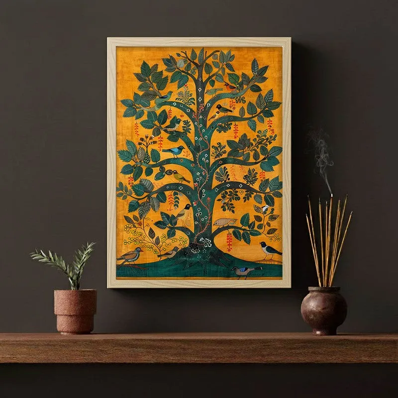 Tree of Life Canvas Wall Painting With Brown Frame media 5