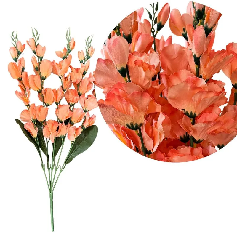 Gladiolus Plastic Artificial Flower (Orange) - Set Of Two media 4
