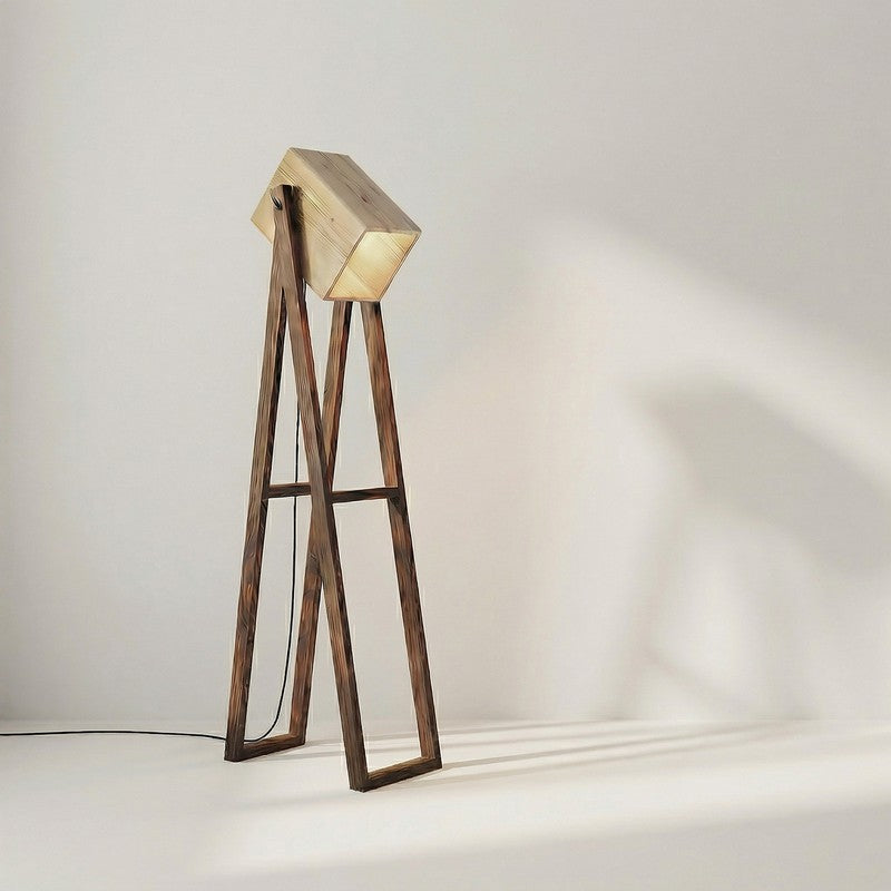 BeigeGlow Wooden Floor Lamp - Brown media 8