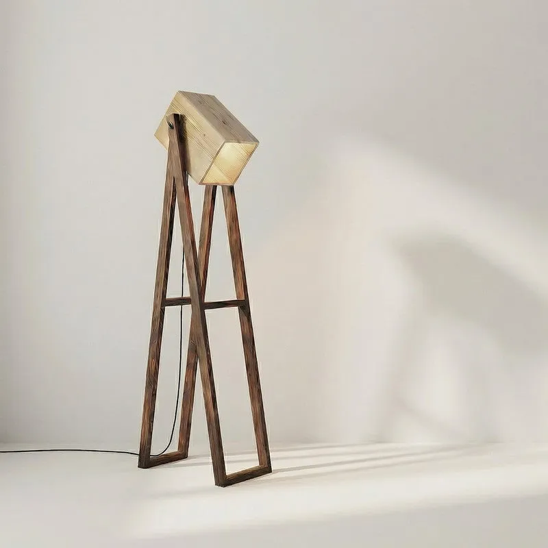 BeigeGlow Wooden Floor Lamp - Brown media 8