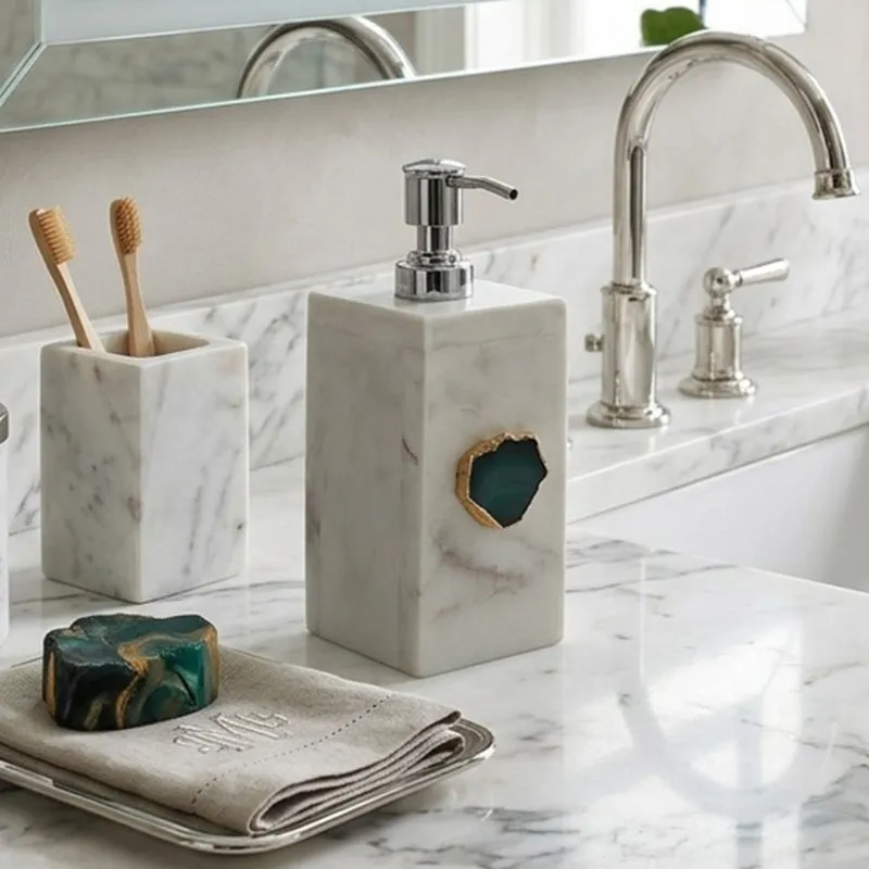 Kade Handcrafted Agate & Marble Soap Dispenser - Turquoise media 6