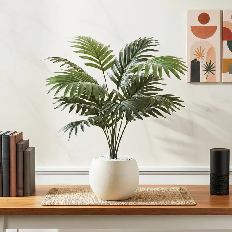 Palmora Artificial Areca Palm Plant With Black Plastic Pot - 1.8 ft media 1