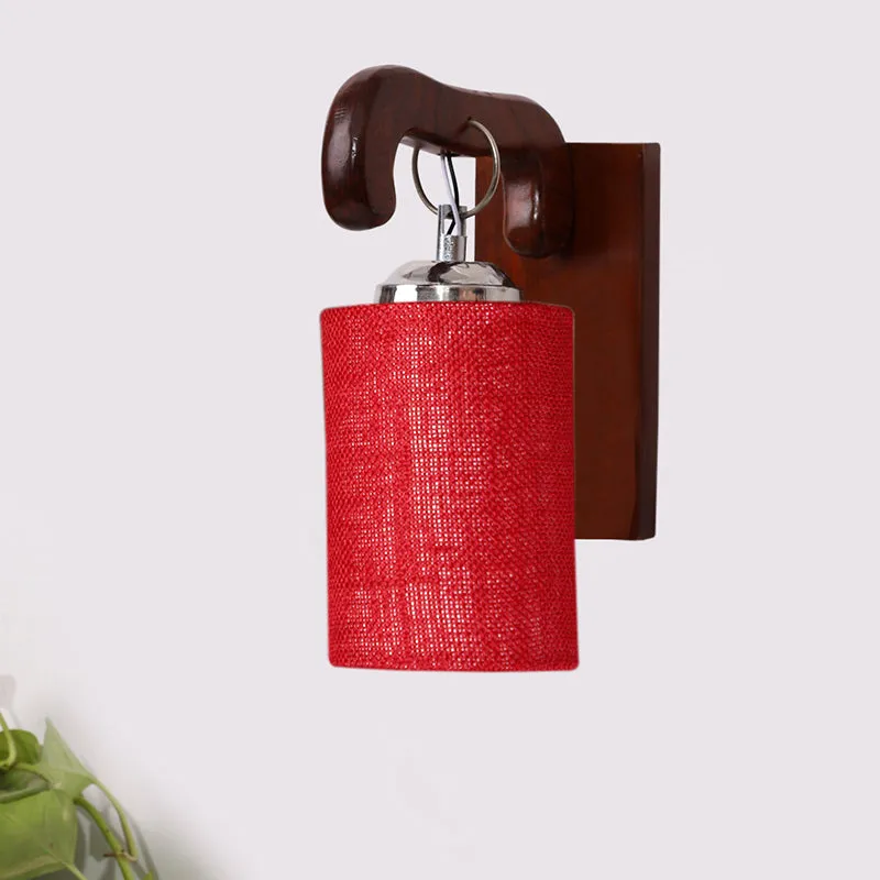 Klarion Jute & Wooden Wall Lamp - Maroon media 3