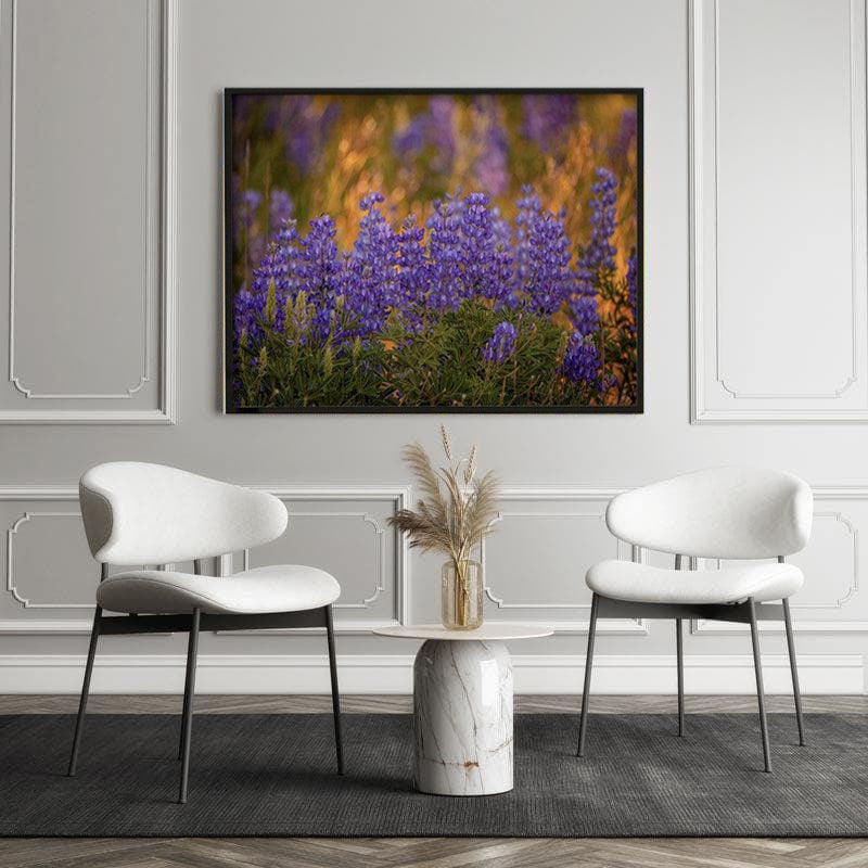 Lupine And Other Wildflowers Canvas Painting - Black Frame media 5