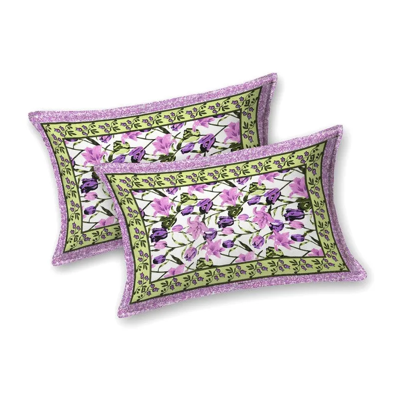 Rangon Cotton Bedsheet (Purple,Green) - 240 TC media 4