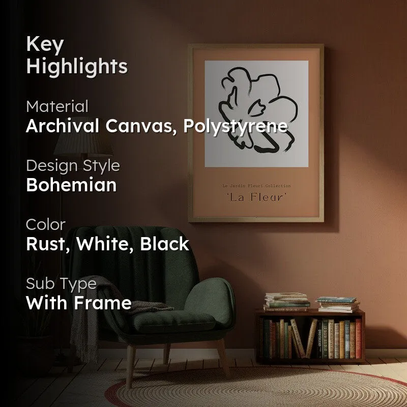 Unfurling Petal Canvas Wall Painting With Brown Frame media 2