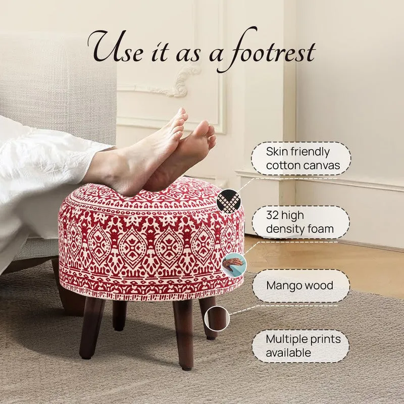 Solace Canvas Cotton Ottomans (Red) - Set Of Two media 4