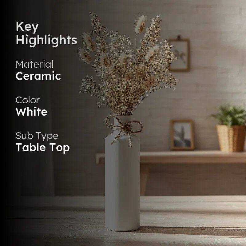 Elara Tall Minimal Ceramic Vase - White media 2