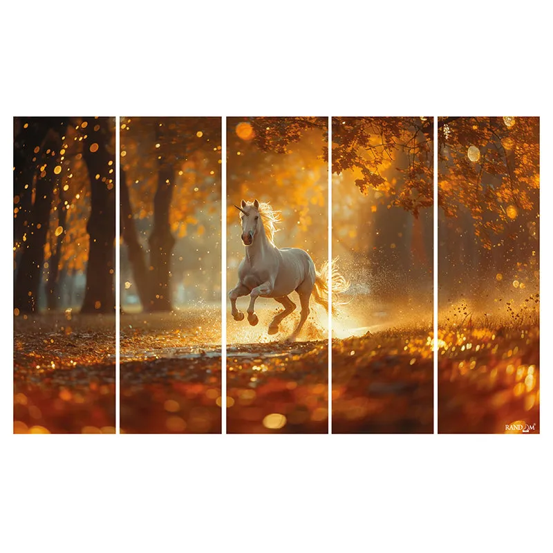 Golden Hour Gallop Canvas Wall Art - Set Of Five media 4