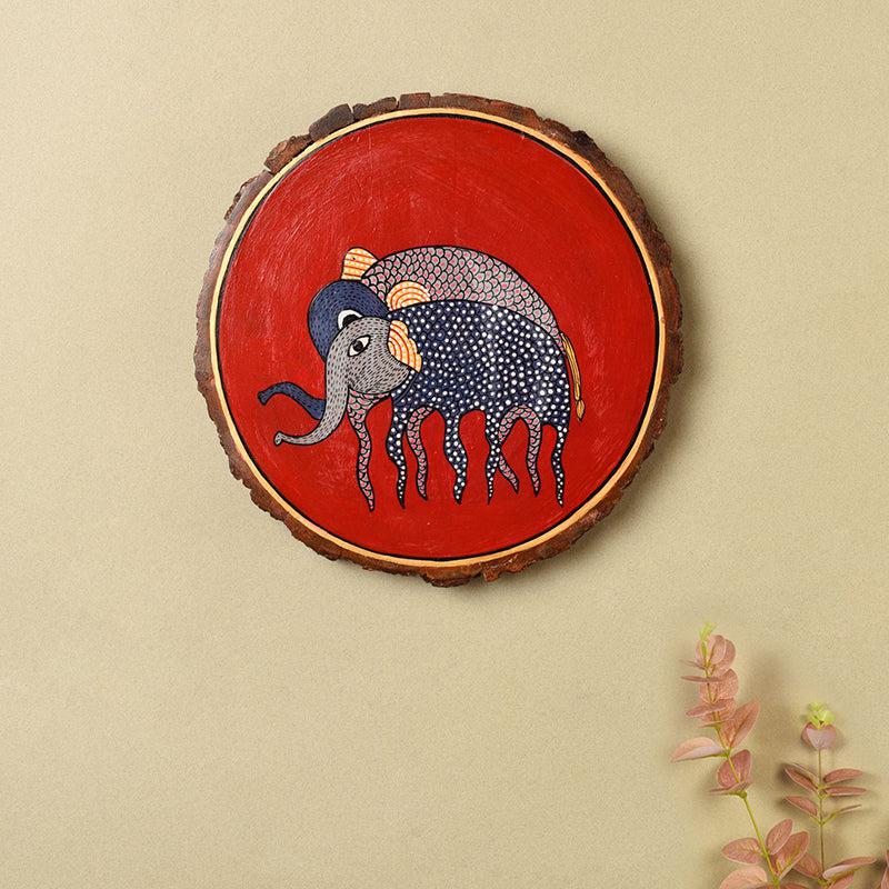 Indigo Elephanta Wooden Wall Accent