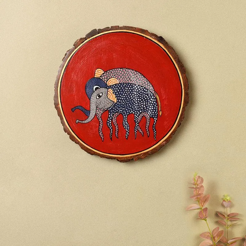 Indigo Elephanta Wooden Wall Accent media 1