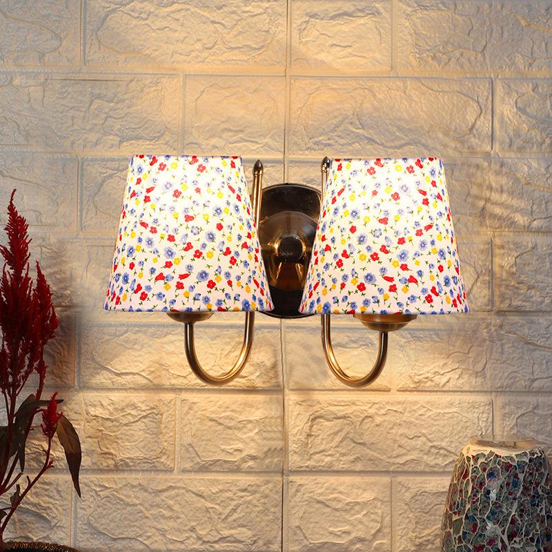 Veda Duo Color Splash Conical Fabric & Metal Wall Lamp