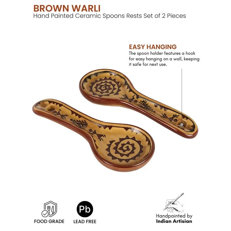 ArtistryAura Hand Painted Ceramic Spoon Rests Elegant Kitchen Tools - Set Of Two media 3