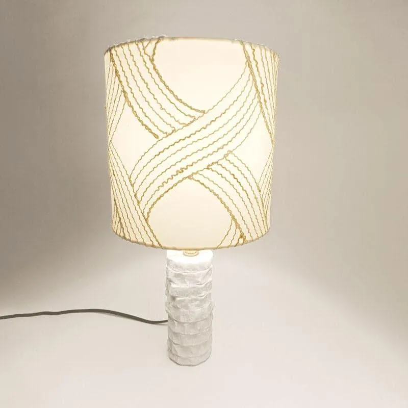 Whimsy Waves Sculpt Hand Crafted Fabric Table Lamp - White media 4