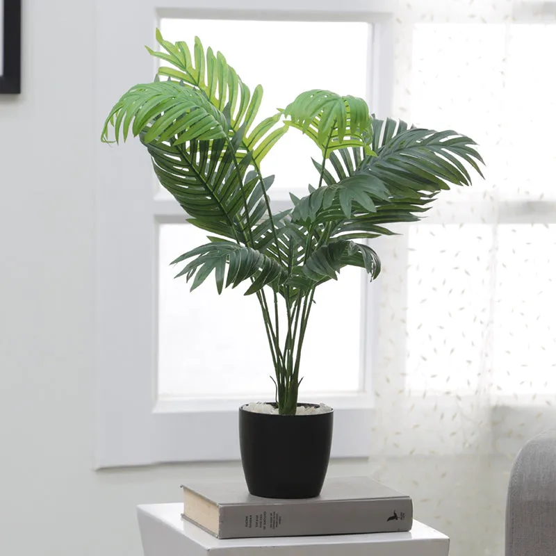 Faux Dypsis Baronii Corton Artificial Plant With Black Plastic Pot - 55 Cms media 2