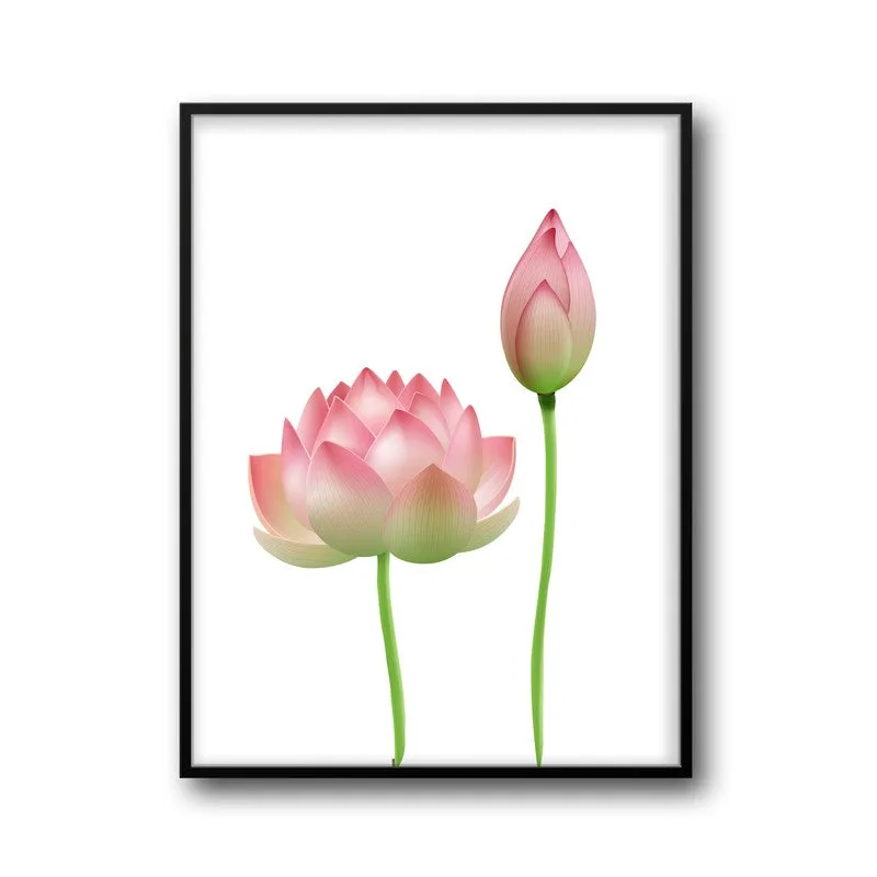 Faded Lotus Archival Paper Wall Art With Frame media 6