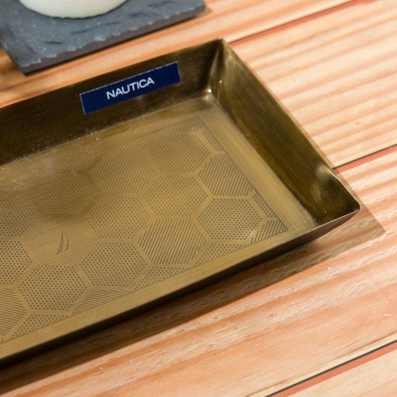 Nautica Brass Edge Octa Etch Stainless Steel Bathroom Tray media 4