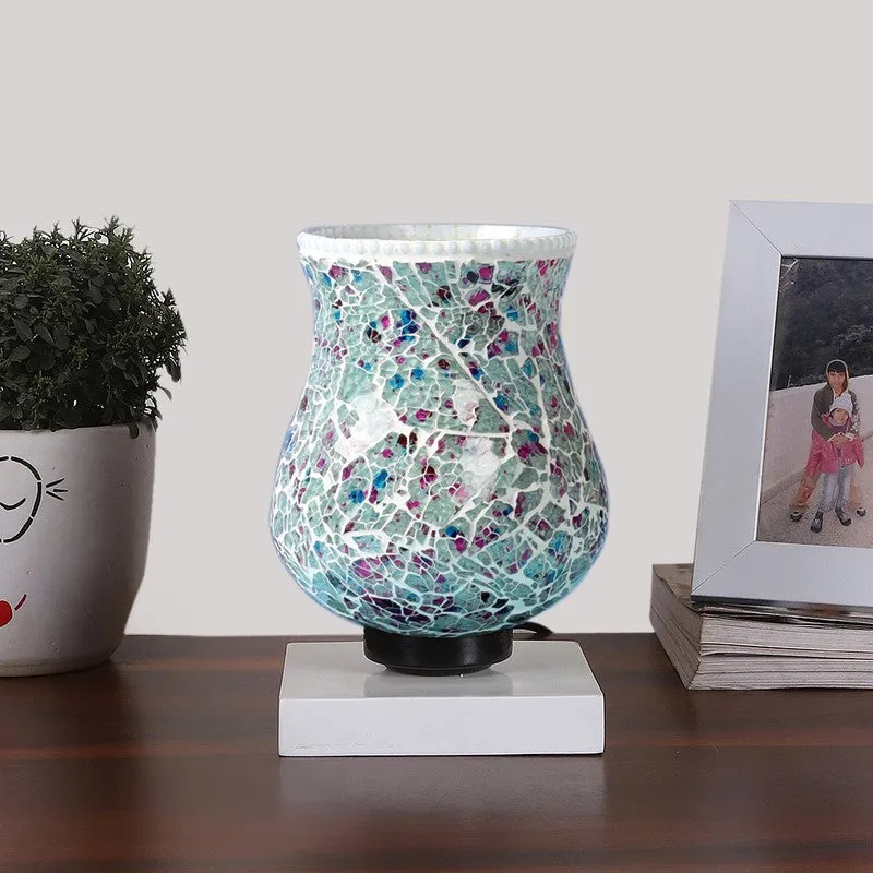 Glowfire Mosaic Glass Table Lamp With Wooden Base - Multicolor media 4