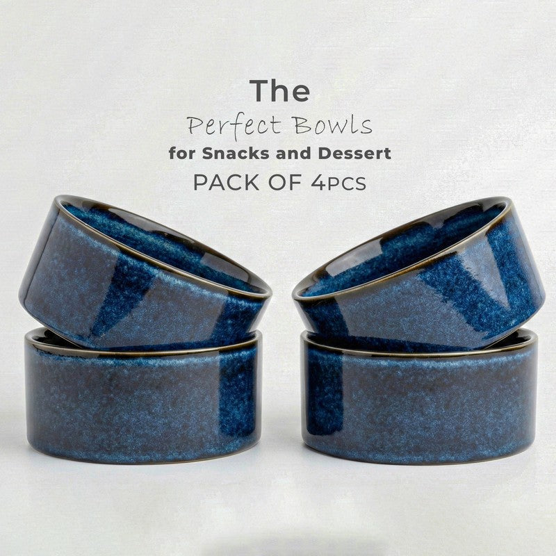 Whimsi Ceramic Soup Bowls (280 mL,Dark Blue) - Set Of Four media 3