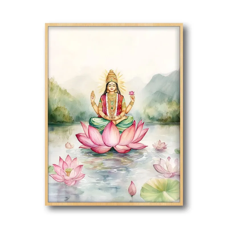 Vishnupriya Spiritual Archival Paper Wall Painting - Natural Brown Frame media 5