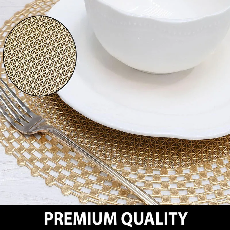 Lumora Golden Round PVC Table Mats - Set Of Four media 5