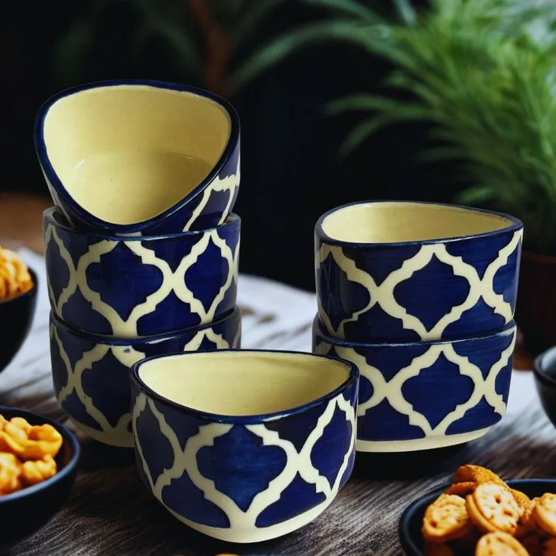 Servyx Ceramic Dip Bowls (Blue,White ,50 mL Each) - Set Of Six media 5