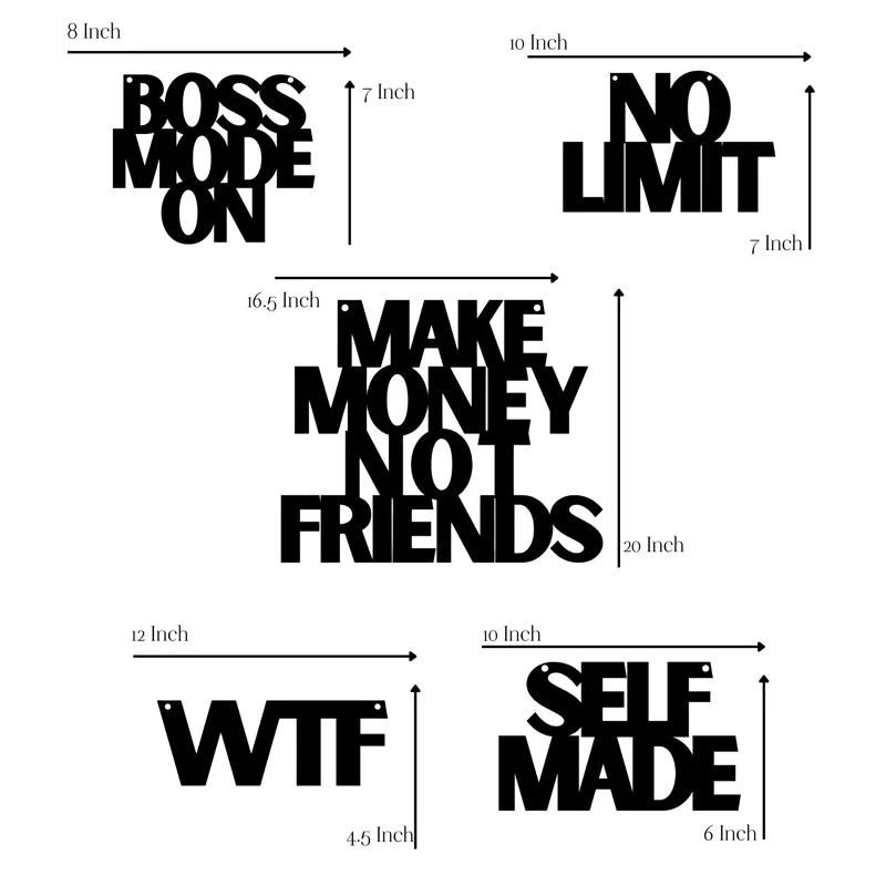 Make Money Typography Iron Wall Accent - Set Of Five media 5