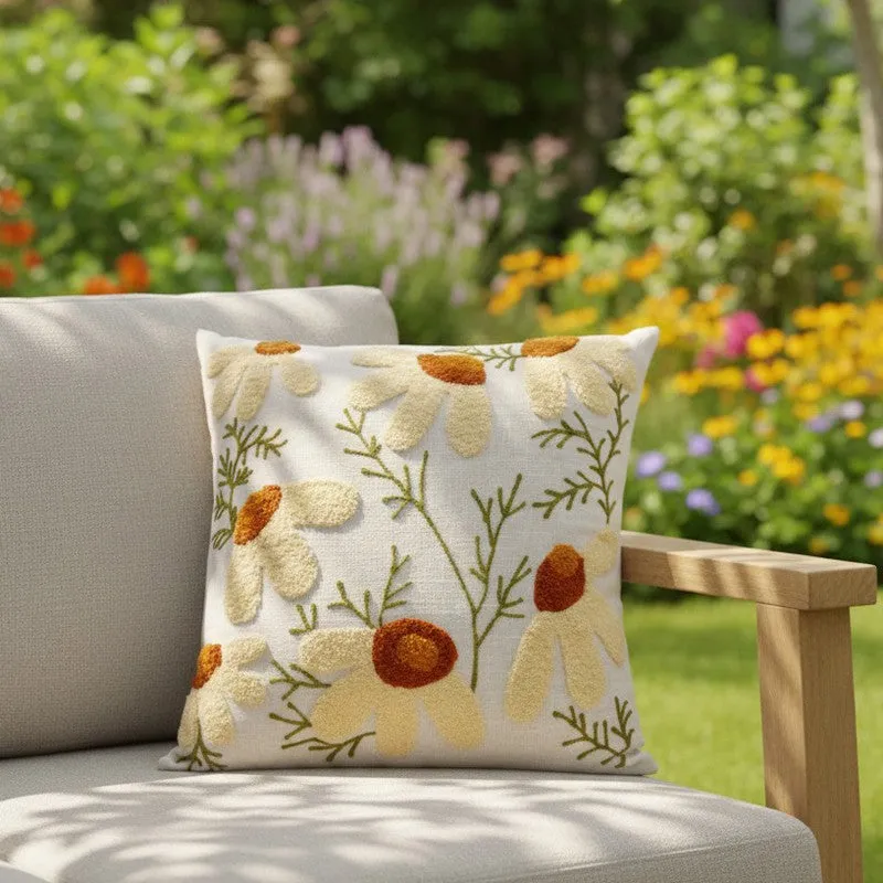 Thread Petals Tufted Cotton Cushion Cover media 3