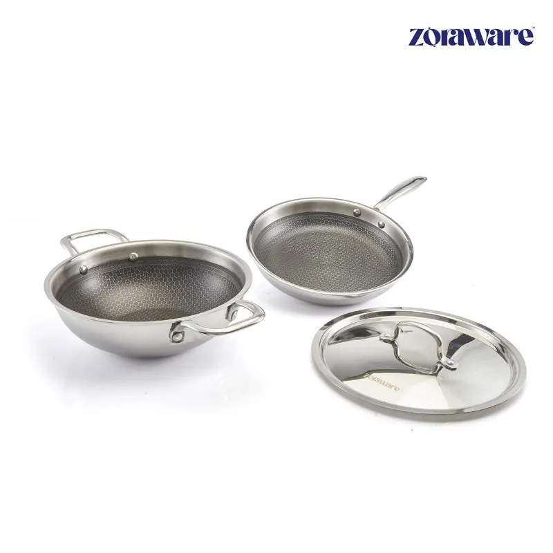 Zoraware Honeycomb Kadhai 3600 ML With Lid And Frying Pan 26 cm media 6