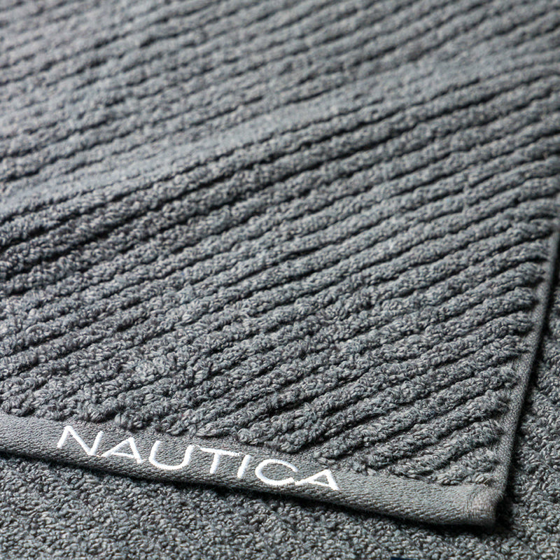 Nautica Riviera Soft Cotton Hand & Face Towel (Dark Grey & Light Blue) - Set Of Eight media 6