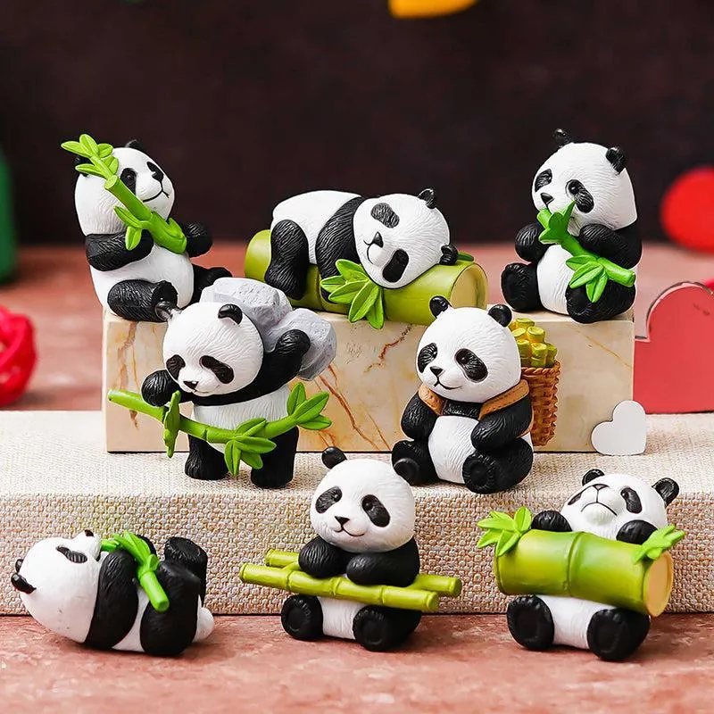 Panda Love Resin Showpiece - Set Of Eight media 3