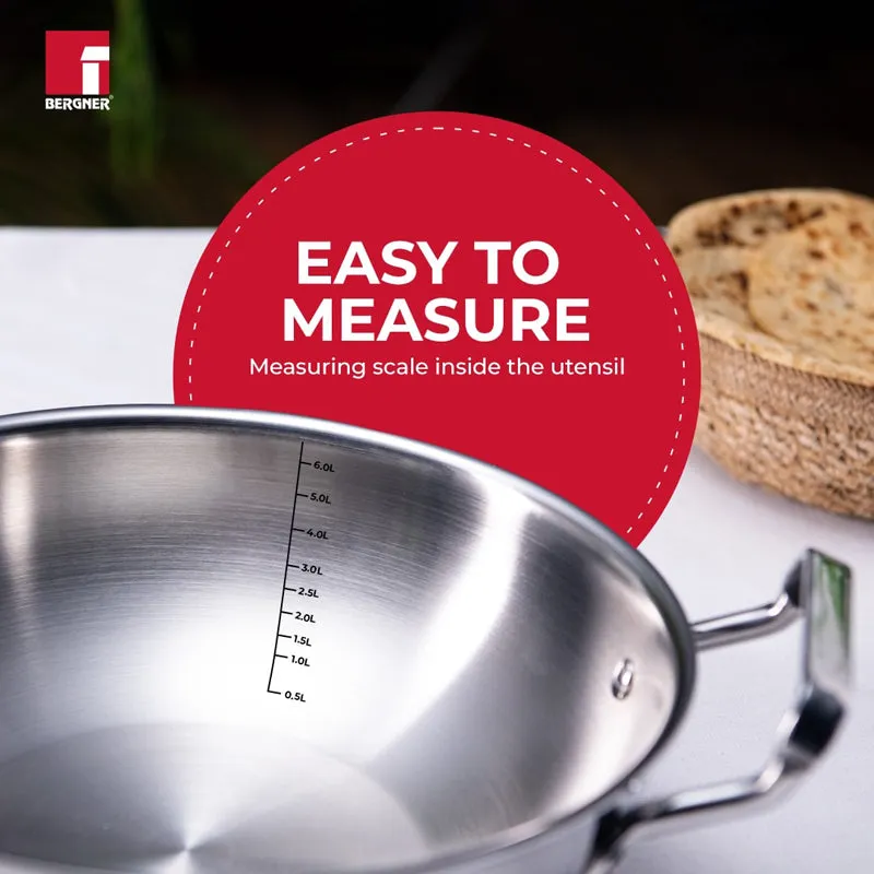 Bergner Induction Safe Deep Kadhai With Lid - 6000 mL media 8