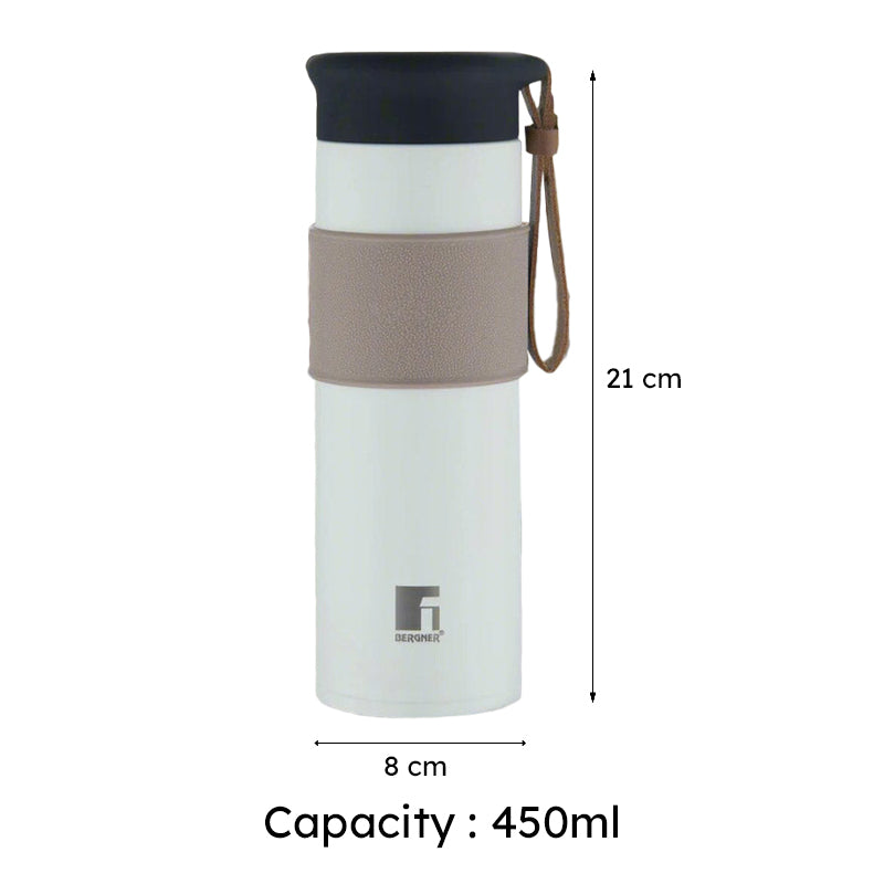 Bergner Walking Mountain Mist Thermosteel Hot And Cold Flask (White) - 450 mL media 6