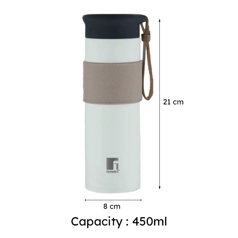 Bergner Walking Mountain Mist Thermosteel Hot And Cold Flask (White) - 450 mL media 6