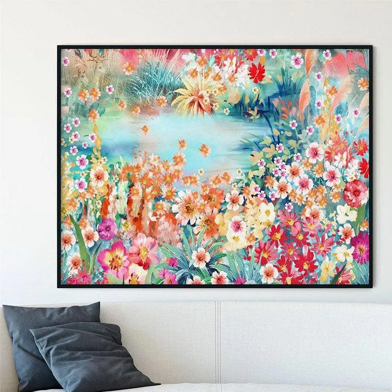 Hand painted Serenity Canvas Wall Painting - Black Frame media 1