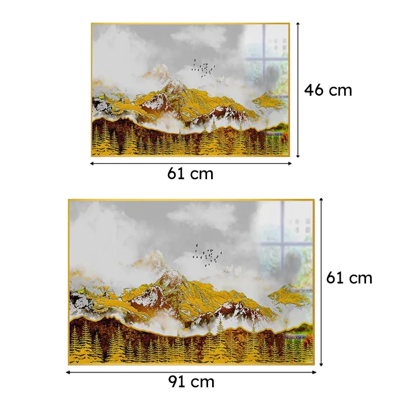 Sunlit Summits Canvas Wall Art With Frame - Gold media 6