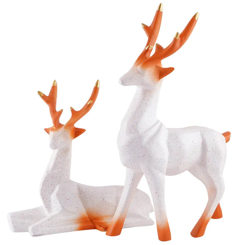 Opulent Stag Painted Polyresin Show Piece (White)- Set Of Two media 4