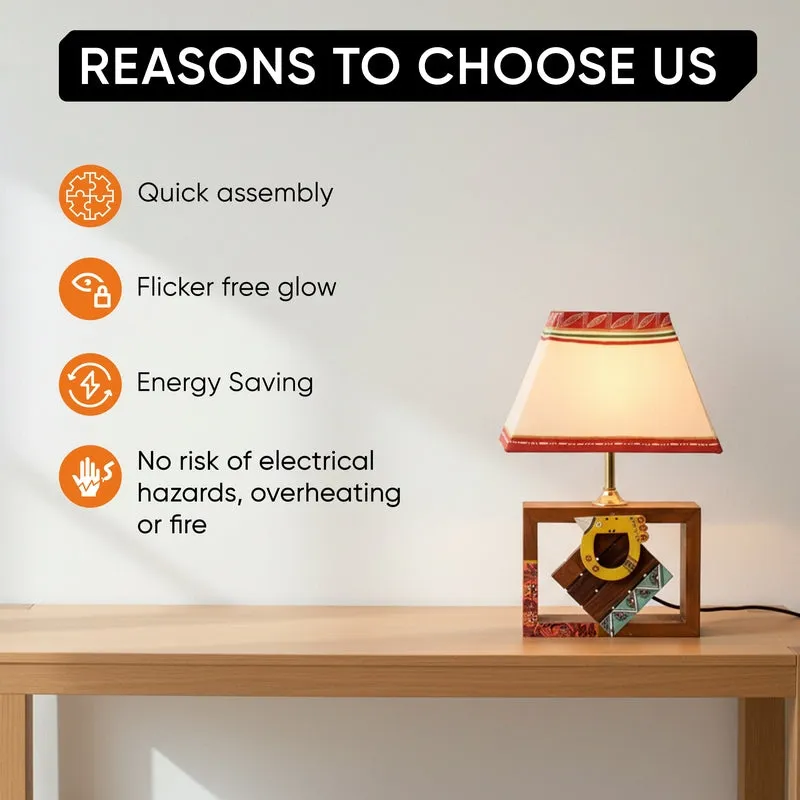 Eshwari Handcrafted Wooden Table Lamp - Multicolor media 7