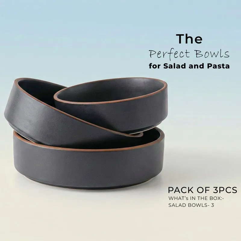Salvo Ceramic Salad Bowl (700 mL,500 mL,350 mL) - Set Of Three media 4