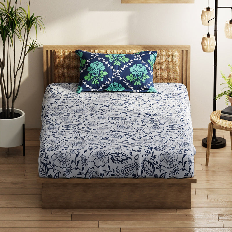 Fiddler Flow Floral Microfiber Bedsheet - 120 GSM media 3
