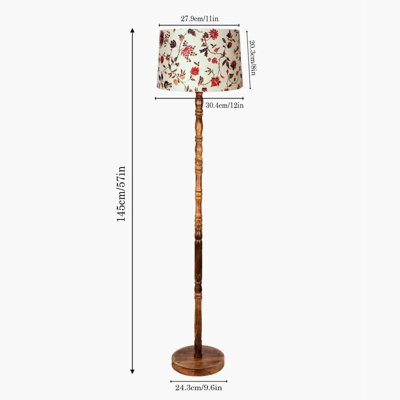 Botanical Charm Wooden Floor Lamp - Ivory & Red media 7