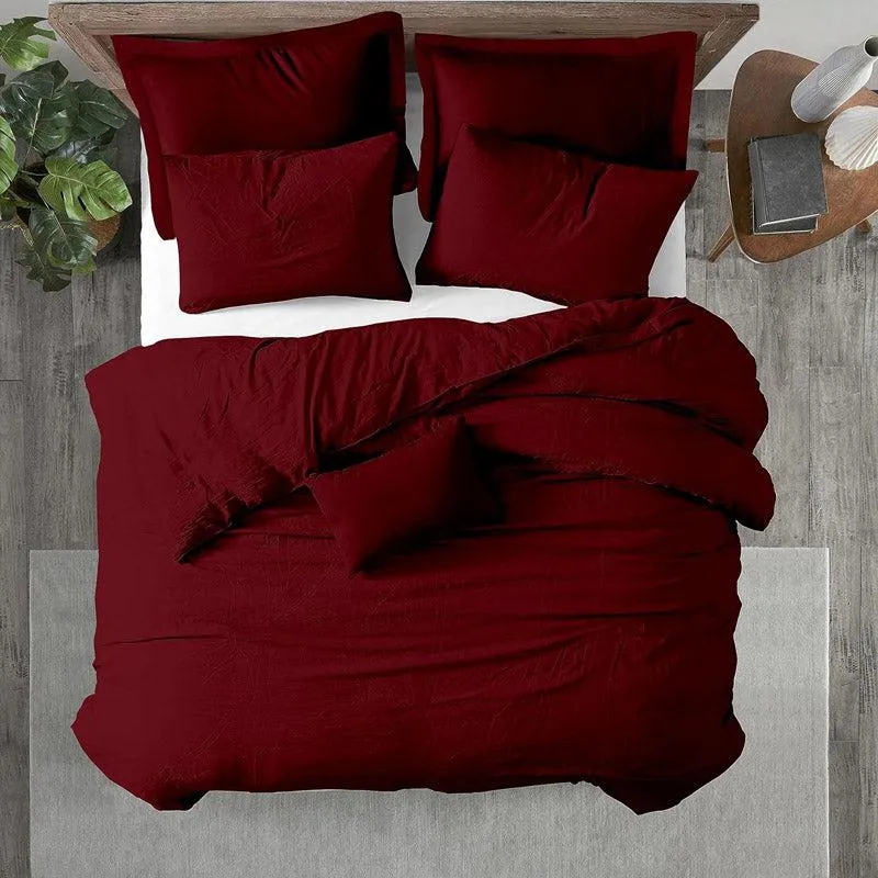 Elisima 100% Cotton Satin Weave Solid Duvet Cover - Maroon media 3