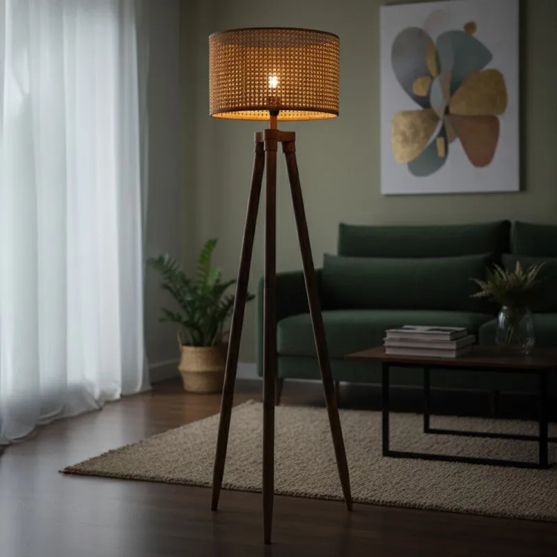 Tripod Glow Acacia Wood Floor Lamp media 1