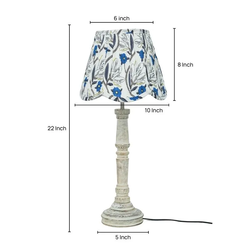 Petalfall Wooden Base Cotton Table Lamp - Multicolor media 5