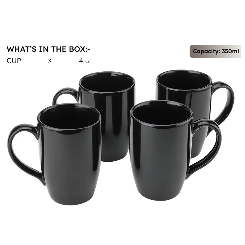 Kopi Ceramic Coffee Mug (Black/350 mL Each) - Set Of Four media 5