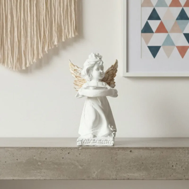 Angel Figurine Gold Wings Resin Tea Light Candle Holder media 8