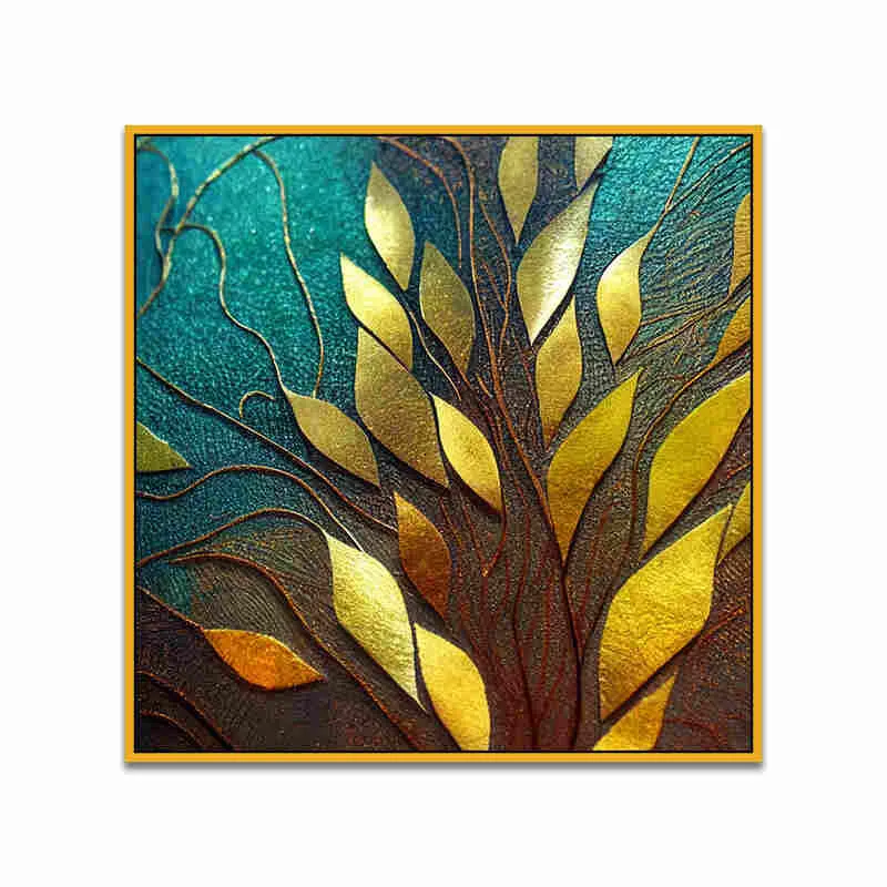 Leaf Gild Canvas Wall Art With Frame media 4